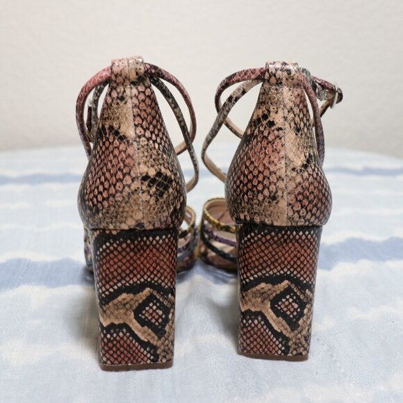 Vince Camuto WINIVEY Strappy Block Heel Sandals 8.5 Multicolor Snake Print - Picture 3 of 11